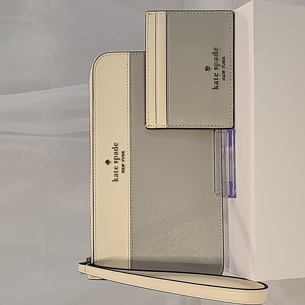 Kate Spade Cream and Gray Wristlet Set